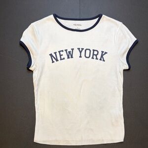 New York Tee - White with Navy Trim